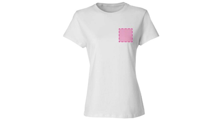 Dames T-shirt bedrukken: Voorkant de borst - DesignPrinting