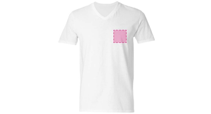leider Gelijkenis Sociaal T-shirt V-hals bedrukken: Voorkant op de borst - DesignPrinting